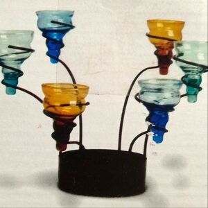 Living Quarters Colorful Glass Candle Holder NEW